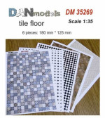 Paper material for dioramas. Tile floor, 6 pieces: 180x125 mm
