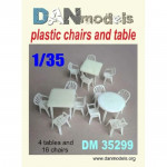 Accessories for diorama. Plastic chairs and table 20 pcs