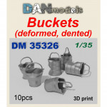 Accessories for dioramas. Buckets (deformed, dented) (3D printed), 10pcs
