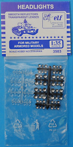 Headlights: smooth reflectors transparent lenses for military armored models, 96 pcs