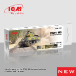 Acrylic paints set for WWII US Armored vehicles, 6 pcs