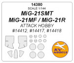 Mask 1/144 for MiG-21SMT/MiG-21MF/MiG-21R + wheels masks (Attack Hobby)