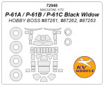 Mask 1/72 for P-61A/P-61B/P-61C Black Widow + wheels, Hobby boss kits