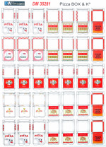 Материал для диорам из бумаги: упаковка для пиццы, попкорна и китайской еды